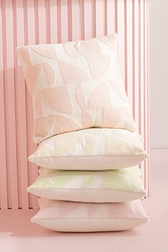J-Line Sofakissen Design, Dekokissen in Weiß und Hell Rosa, Elegantes und luxuriöses Zierkissen, perfekt als Deko Wohnzimmer und Home Deko, weiches Polyestermaterial, 43x43x10cm