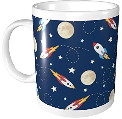 Rocket in Space Bedruckte Kaffeetassen Porzellan Kaffeetassen mit Griff Isolierte Kaffee Glas Keramik Tassen für Tee Latte Cappuccino Kakao