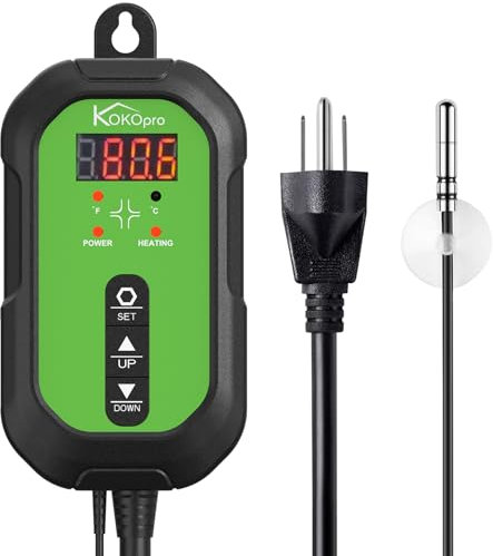 KOKOPRO Digital Heat Mat Thermostat Controller for Seed Germination, Reptiles and Brewing Breeding Incubation Greenhouse, 40–108 ºF 1000W for Seedlings, Germination, Incubation and Fermentation