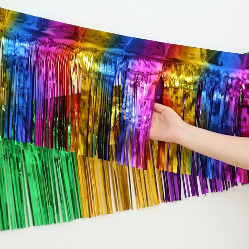 SYSUII 5 Stück Lametta Girlande Metallic Folie Fringe Bunt Party Deko Girlanden Weihnachten Fransengirlande Raum Dekoration Partydeko Hängende Lametta Fringe Banner für Hochzeit Geburtstag Zimmer