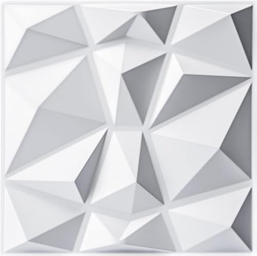 Grace Baltic - Lot de 30 panneaux muraux 3D diamant en PVC haute rigidité - 30 x 30 cm - Imperméables - Résistants à la chaleur - Sans odeur - Panneaux muraux 3D décoratifs (Blanc.)