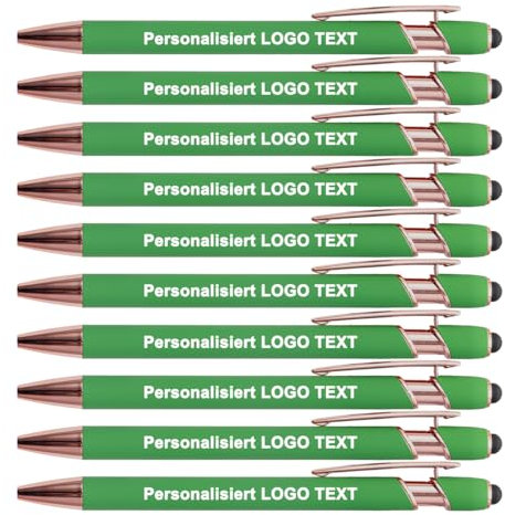 HEYZARDA Kugelschreiber mit Gravur Namen Text Logo für Büro Schule Business Stift Gras, 50 Stück