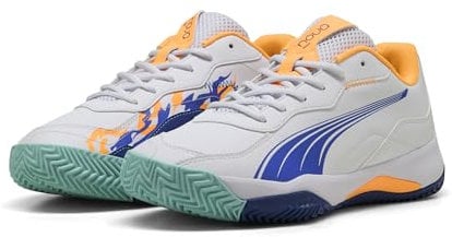 PUMA Unisex NOVA Smash Tennisschuh, White-Vivid Blue-Heat FIRE Black, 43 EU