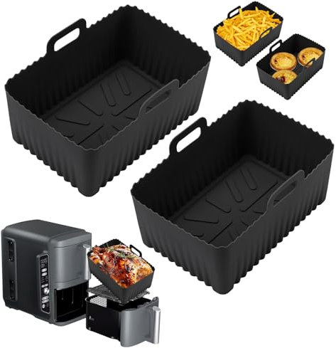 Baketron 2PCS Ninja Double Stack XL 9.5L SL400EU Silicone Moule,Upgrades Approfondir la profondeur Grande Capacité Silicone Accessoires pour Ninja SL400EU Noir
