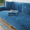 Samt Sofabezug 1 2 3 4 Sitzer, Sofaschoner Antirutsch sofa cover l shape, sofa bezug set Sofa überzug Ecksofa couch überwurf sofaüberwurf, sofa überwurf couch überzug L Form,Dark blue,110x180cm