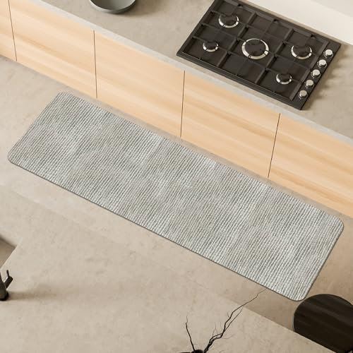 Comart - Küchenteppich Nancy – rutschfest – maschinenwaschbar – moderner Läufer aus Chenille – Läufer für Flur und Küche – weich und langlebig – Made in Italy – Perle – 50 x 170 cm