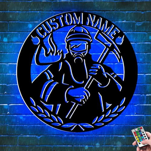 Feuerwehrmann-Neonschild, personalisierbar, Metallname, LED-Lichtschild für Wandkunst, individuelles Familien-Vater-Schild für Zimmer, Haus, Weihnachten, Geburtstag, Geschenk für Mann, Ehemann, Junge,