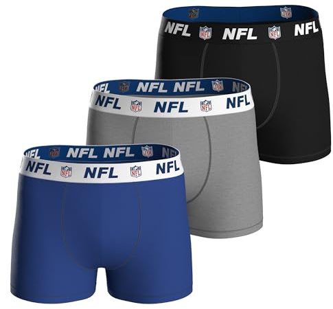 NFL Herren Boxershorts Shield-Logo, 3er Pack | Angenehm auf der Haut, hohe Bewegungsfreiheit, elastischer Logobund, waschbar bei 40°C