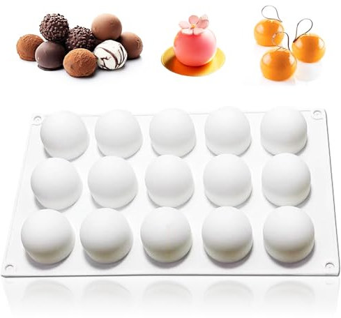 WishesMar Silikonform Schokoladenform Pralinenform für Süßigkeiten - Form einer Kugel Spheres Antihaft Küche Kleine flexible Silikon Form für Spaß bei der Küchenkreation - Durchmesser 4,3 cm