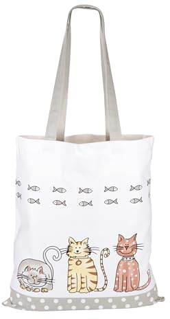 SPOTTED DOG GIFT COMPANY Tote Bag, Wiederverwendbare Einkaufstasche aus Canvas, Tragetasche Damen mit Langen Henkeln, Baumwolle, Faltbar mit Katzenmotiv, Geschenke für Katzenliebhaber 38 x 42 cm
