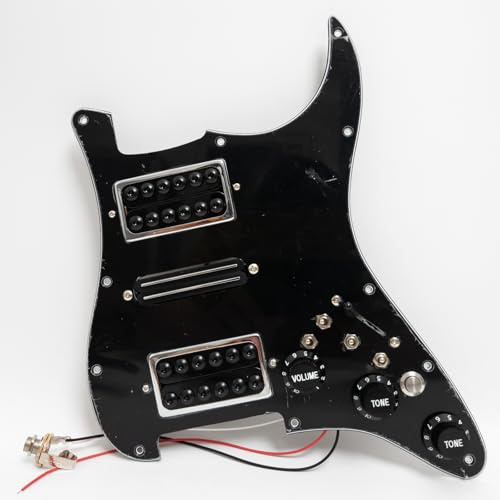 HSH Vorverdrahtetes Stratocaster-Pickguard-Set, Spule, Split, Humbucker-Tonabnehmer, geladener Stratocaster-Gitarren-Stummschalter, Ausgang, Stummschalter für Fender American/Mexican Stratocaster