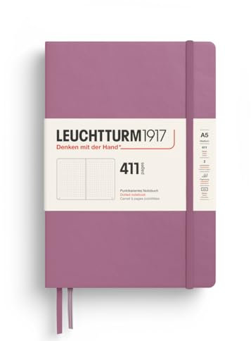 LEUCHTTURM1917 372922 Taccuino 411 Medium A5, Copertina rigida, 411 pagine numerate, Dusty Rose, Puntini - Più pensieri, più idee, più ricordi, più pagine