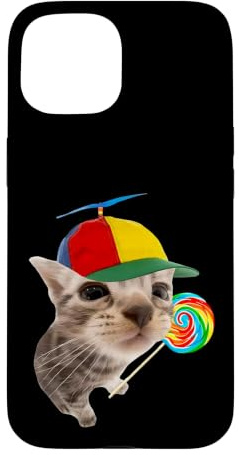 Hülle für iPhone 15 Dumme Katze mit Lutscher-Meme