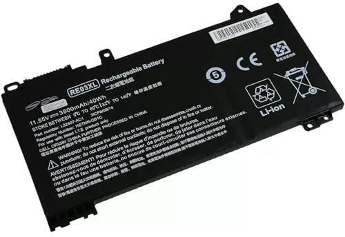 Batterie compatible pour ordinateur portable HP ProBook 430 G6, 440 G6, 450 G6, type RE03XL, etc. - 11,55 V - 3500 mAh