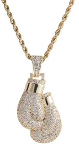 GBTROEY Hip Hop Iced out Boxhandschuhe Anhänger Halskette Cubic Zirkonia Anhänger Mit Rope Chain Für Männer Frauen