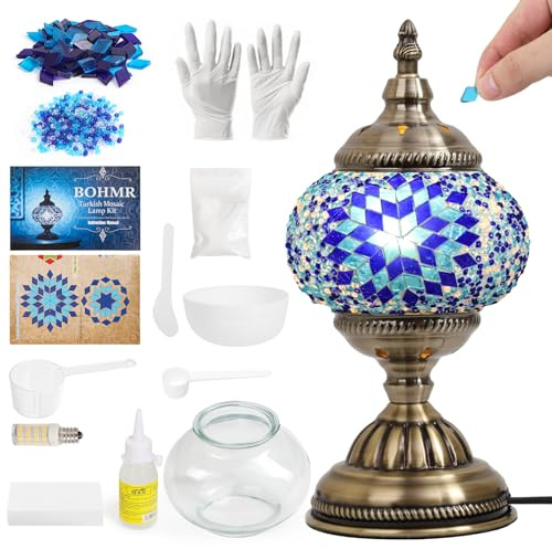 BOHMR DIY Turkish Mosaic Lamp Kit for Adults & Teens, 5.2 Shade, Blue