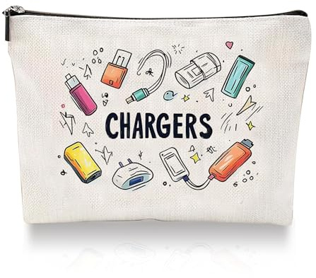 Chargers Travel Organiser Bag for Women Men - Portable Electronic Cable Storage Pouch for Charging Accessories, Tech Essentials, Toiletry & Makeup