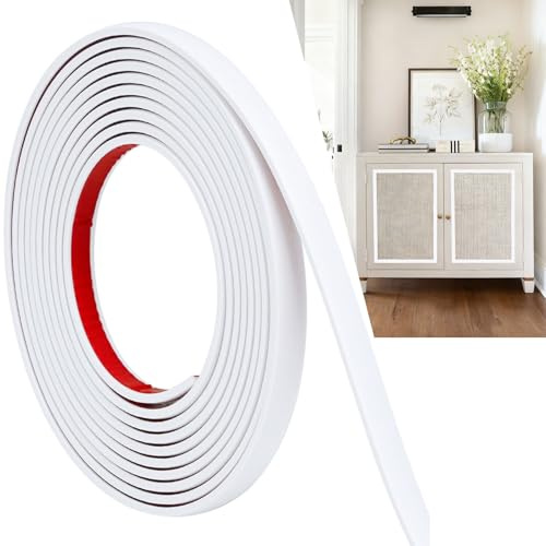 Zierleisten Selbstklebend, 6M*2CM Kantenschutz Leisten, Weiß Flexible Selbstklebender Dekorationsleiste für Türen, Fenster, Spiegelrahmen, Wände, Decken, Böden, Fliesen, Ränder, Matt