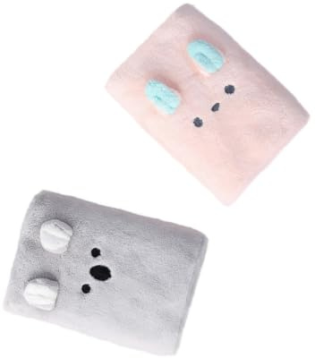 Haartrockenhandtuch aus Coral Fleece, Rosa, Faltbar | Schnelltrocknend, für Badezimmer und Wohnzimmer, 2 Stück mit Cartoon Motiven