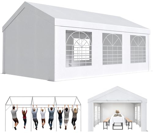 JUMMICO Pavillon Partyzelt 4x6 Wasserdicht Stabil Gartenzelt UV Schutz 50+ Zelt 170g PE Plane Festzelt Bierzelt Gartenpavillon für Garten, Party, Festival, Hochzeit, weiß
