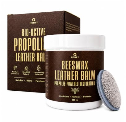 Q honey Bálsamo de Cera para Cuero 250ml – Acondicionador con Própoleo | Nutre y suaviza botas, bolsos, zapatos y chaquetas. Ayuda a repeler el agua. Cera y própoleo naturales. Fabricado en la UE