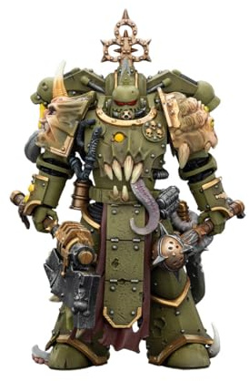 JOYTOY Warhammer 40K Death Guard Plague Marine with Bubotic axe and Plague Knife 1:18 Scale 4.8inches Action Figure