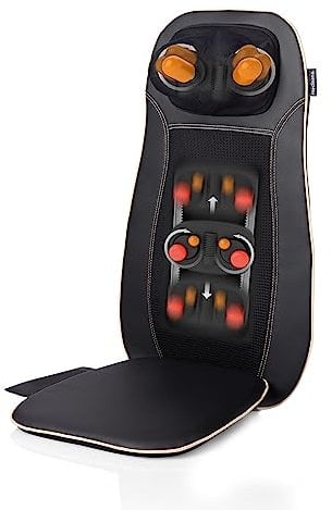 Medisana MCN Shiatsu Massagesitzauflage, Rückenmassage und Nackenmassage, Massagematte mit Wärmefunktion, 3 Intensitäten, Rückenmassagegerät mit Rotlichtfunktion, für zu Hause & das Büro