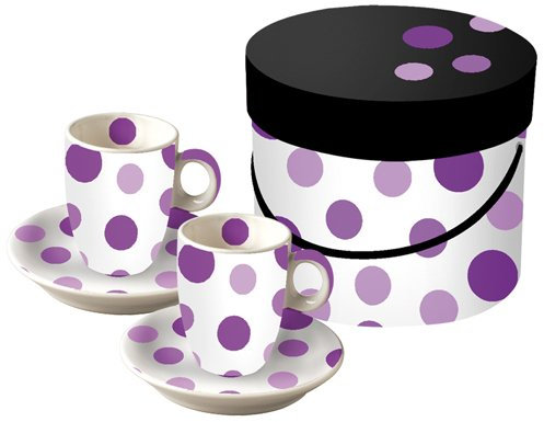 Paperproducts Design Lot de 2 tasses à expresso et soucoupes Motif pois Violet