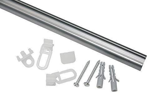Gardinia Aluminium-Schiene 13 mm, 1-läufige Vorhangschiene, Gardinenstange, Inkl. Zubehör, 150 cm, Aluminium