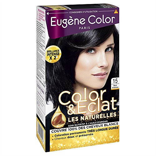 Eugène Color - Color & Eclat - Les Naturelles - N°15 Noir Intense - Coloration Permanente brillance Longue Durée à l'Huile d'Argan - Lot de 2