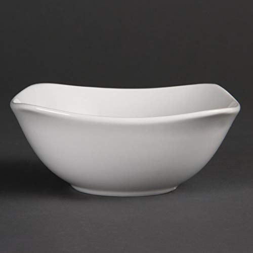 12X Olympia Whiteware Rounded Square Bowls 140mm Porcelain Kitchen Dish
