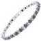 RIZILIA Gioielli Taglio Rotondo Black Onyx Color Birthstone Pietra preziosa Fine 18K Oro Bianco Placcato [180mm / 7inch] Braccialetto Tennis Elegance Moderno [Sacchetto di Gioielli Liberi]