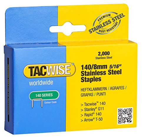 Tacwise 1216 Edelstahlklammern 140/8mm (2.000 Stück), Silber