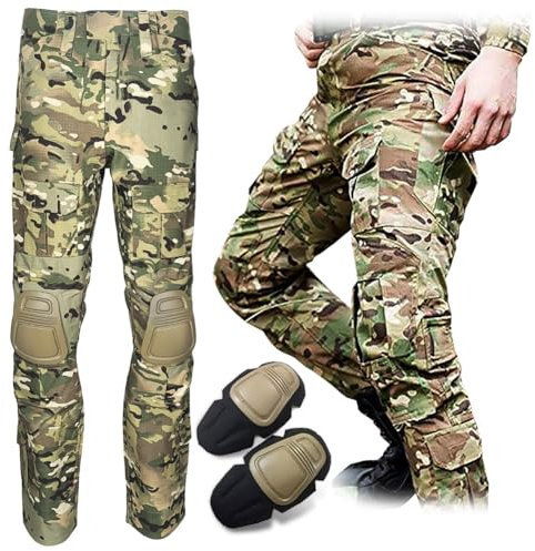 HANSTRONG GEAR Militär Armee Taktische Airsoft Paintball Schießen Hosen Kampf Männer Hosen mit Knie Pads (MC, XXL-38W)