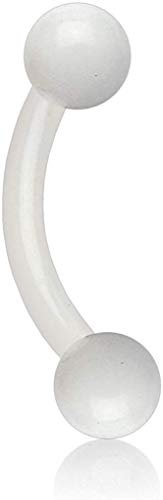 viva-adorno® Piercing Banane Augenbrauenpiercing Kunststoff Acryl Kugeln Größen Z306 weiß, 1,2x8x3mm