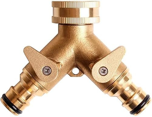 Unibos | Solid Brass Double Hose Connector for Outdoor Tap and Garden Hoses – Snap On Y Garden Tap Fitting | Dual Tap Connector