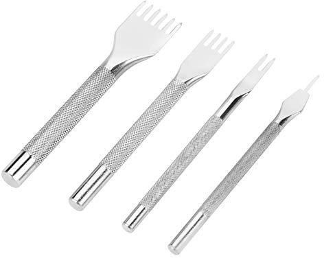 Edelstahl Zinkenstanzer, 4 Stück 1/2/4/6 Zinken Diamantmeißel Leder Handwerk Werkzeuge Lochstanzer Leder Handwerk Zinken Lochstanzer