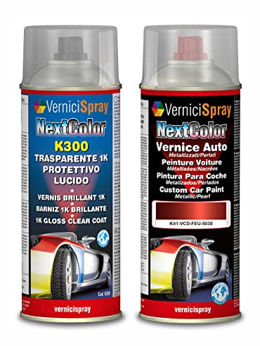 Kit Vernice Auto Spray compatibile con FORD C-MAX 5030 TANGO/RED MET. Trasparente Lucido kit ritocco vernice metallizzata 400+400 ml di Vernice Spray Graffi Auto