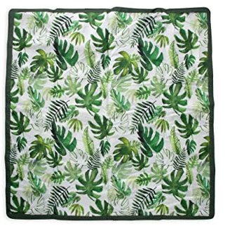 Little Unicorn - Premium waschbare Picknickdecke - wasserabweisende Spieldecke mit isolierter, wasserdichter Unterseite, Stranddecke - 152 x 152 cm - verschiedene Groessen (Tropical Leaf)