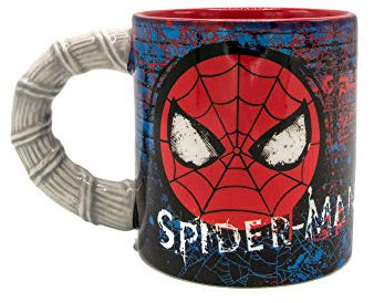 Silver Buffalo Marvel Comics Spiderman Brick Web Slinger Keramiktasse mit geformtem Griff, 567 ml, Rot und Blau