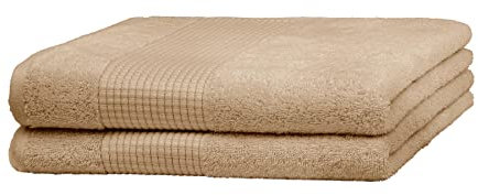 Merana Rome Handtuch Set | saugstark, weich und fusselfrei | Frottier Luxus Qualität | 100% Baumwolle | Oeko-TEX | 590 GSM (Desert Sand, 2 x Duschtücher (70x140cm))