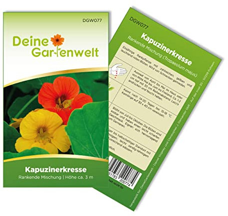 Kapuzinerkresse Rankende Mischung Samen - Tropaeolum majus - Kapuzinerkressesamen - Blumensamen - Saatgut für 15 Pflanzen