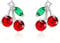 VONSSY Kirsche Ohrringe | Roter Tropfen Baumeln& Stud Ohrringe Cherry Stud-Platinum