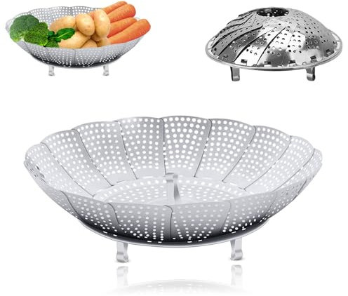 Cesta Vaporera Plegable, Vaporera de Acero Inoxidable, Cesta Vaporera Plegable, Inserto de Vaporera, Adecuado para Verduras, Sartenes y Varios Procesos de Cocción, Pequeños