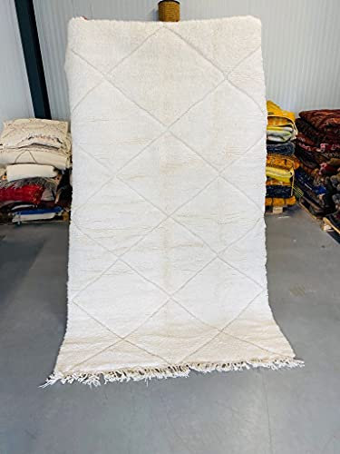 Marokkanische Beni ourain Berber Teppich Orient Teppich - 100% handgewebte natürlich Tribal Wolle Teppich - Diamant Formen - 247 X 150