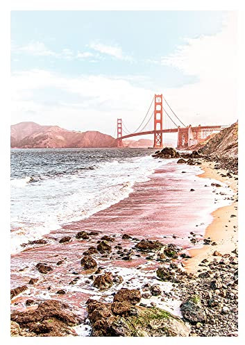 Komar Wandbild - Golden Gate - Größe: 50 x 70 cm - Poster, Kunstdruck, Dekoration, Wohnzimmer, Schlafzimmer