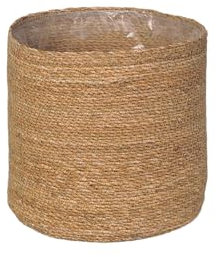 SMPLY. Macetero Semirígido Redondo Cesta Mimbre Ideal para Macetas o Tiestos Válida para Interiores o Terrazas Cubremacetas De Yute Natural (Natural, 12 x 12 cm)