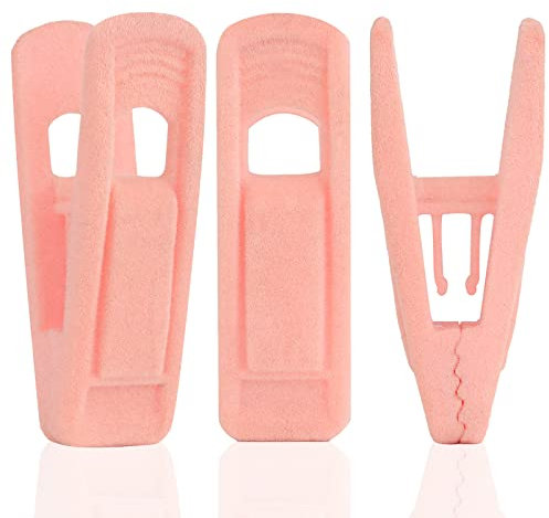 Tinfol Rosa Samt Kleiderbügel Clips 24 Stück Hosen Kleiderbügel Samt Clips Starke Finger Beflockte Clips Perfekt für die Verwendung mit Slim Line Kleiderbügel Samt