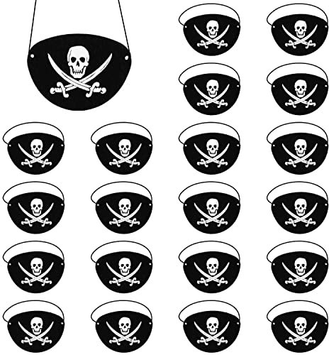 QEEQPF 20pcs Filz Piraten Augenklappen One Eye Patches Skelett Captain Augenklappen für Halloween Dressup Performance Requisiten Maskerade Masken Cosplay