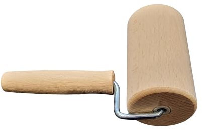 Wooden World - Mattarello per biscotti crostata piccolo rullo in legno con manico 10 cm
